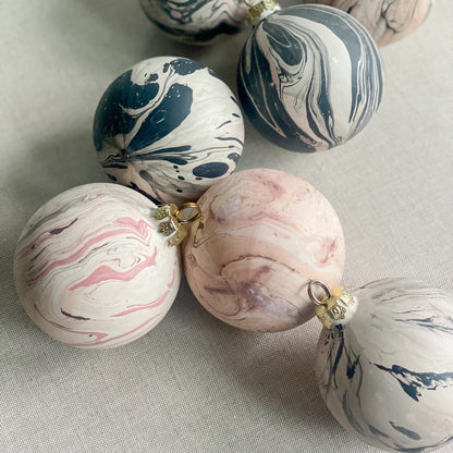 Hand Marbled Ceramic Christmas Ornament