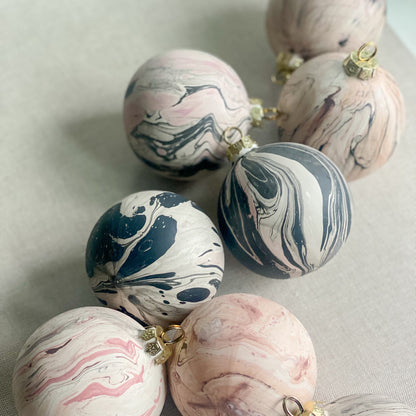 Hand Marbled Ceramic Christmas Ornament