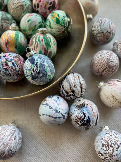 Hand Marbled Ceramic Christmas Ornament