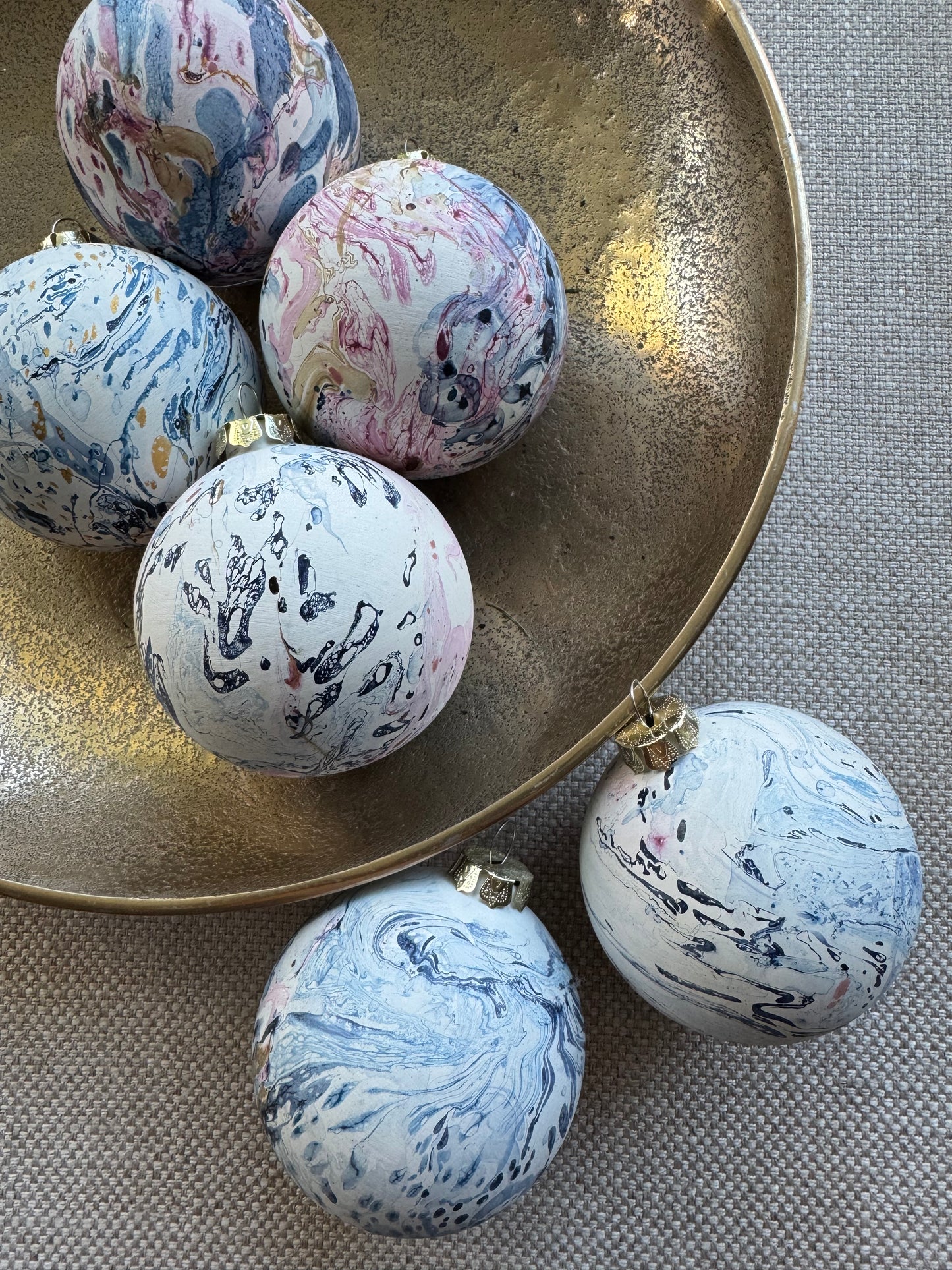Hand Marbled Ceramic Christmas Ornament