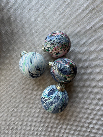 Hand Marbled Ceramic Christmas Ornament