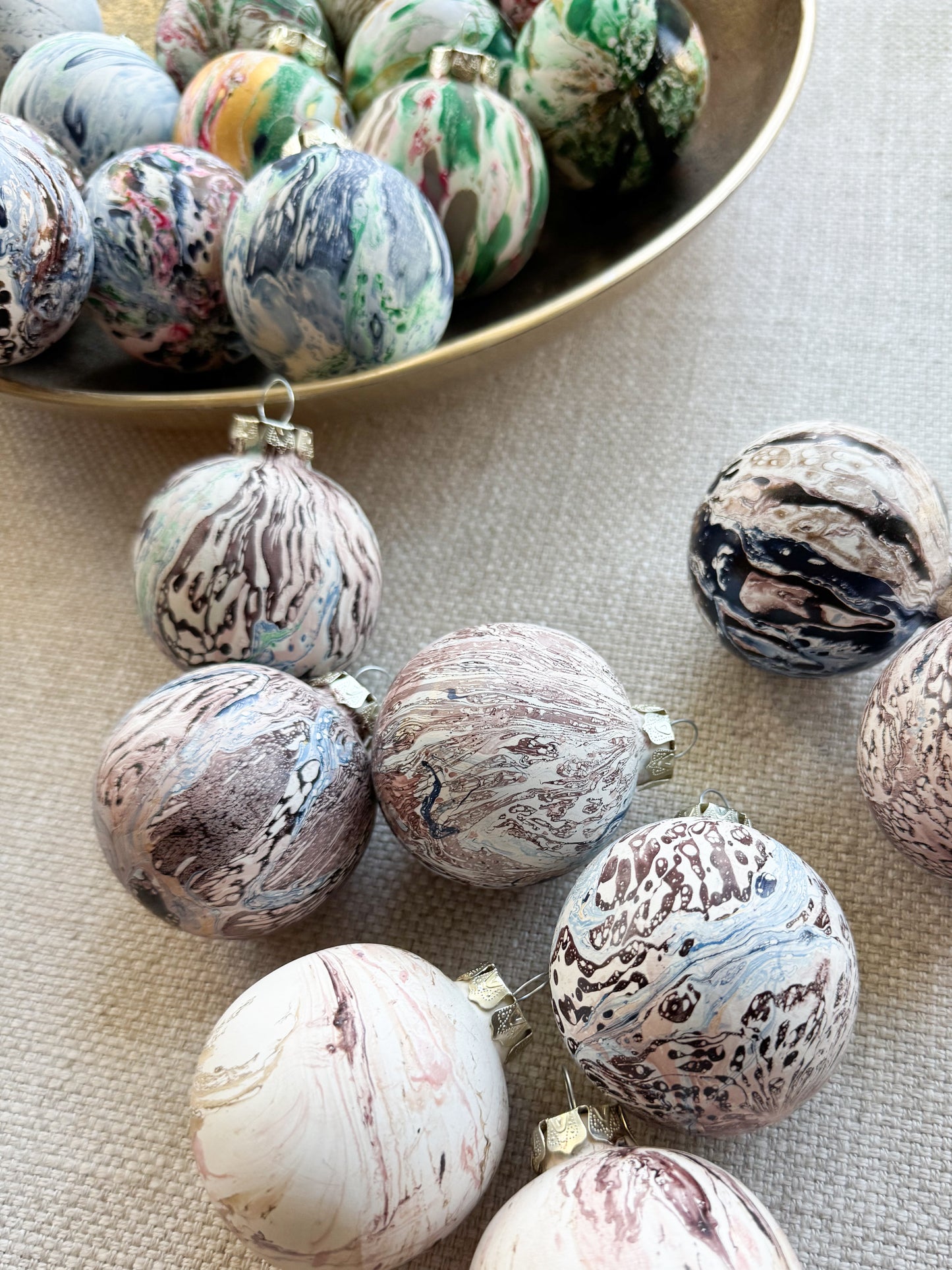 Hand Marbled Ceramic Christmas Ornament