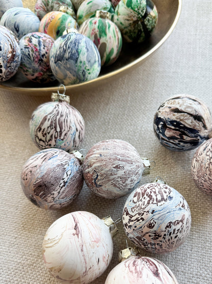 Hand Marbled Ceramic Christmas Ornament