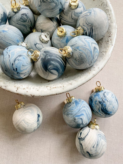 Hand Marbled Ceramic Christmas Ornament