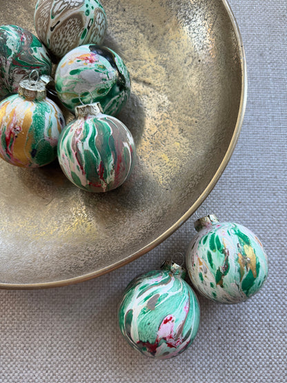 Hand Marbled Ceramic Christmas Ornament