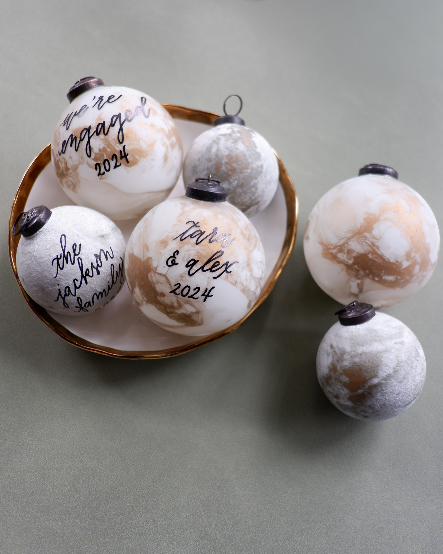 Personalized Metallic Marbled Ornament