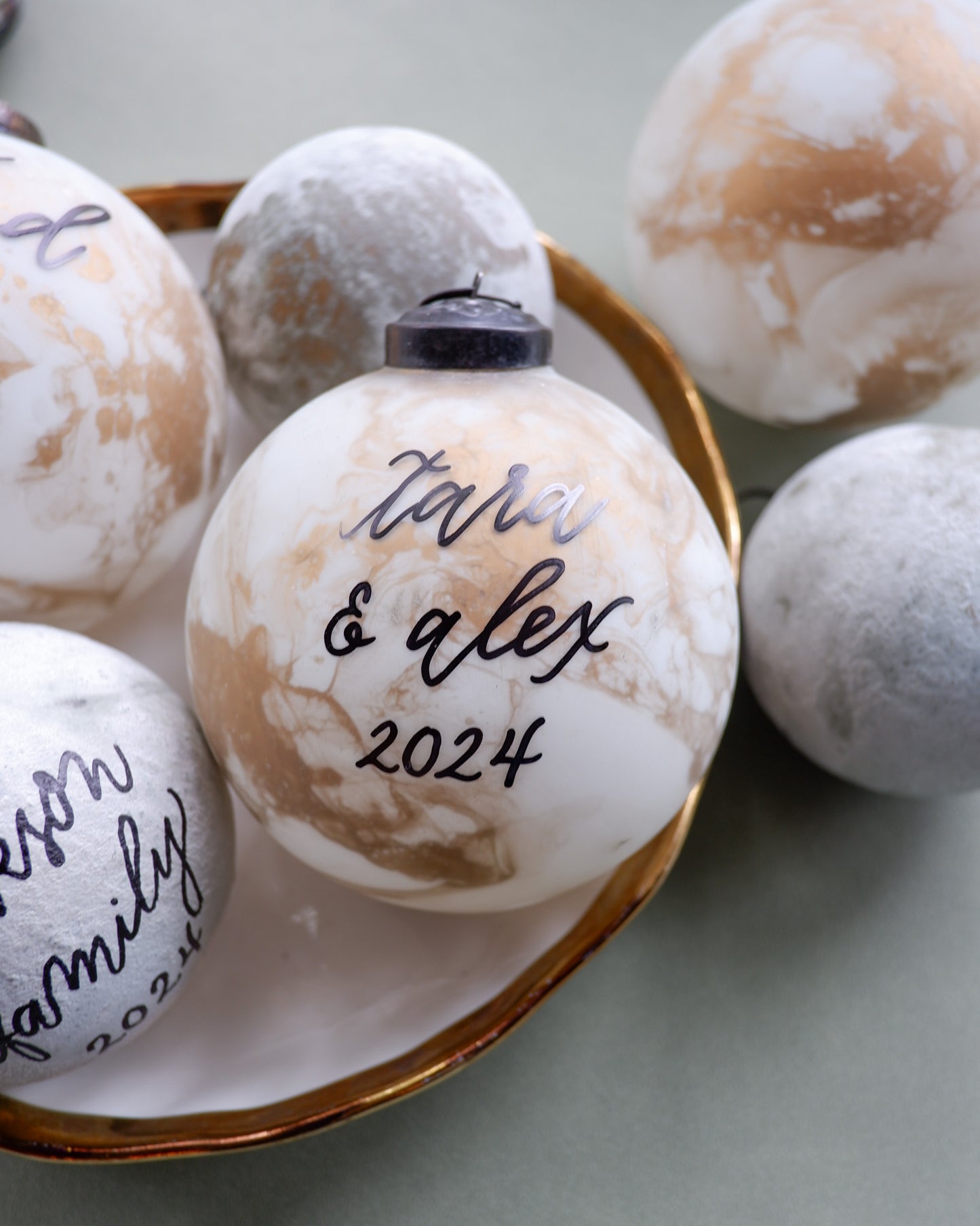 Personalized Metallic Marbled Ornament