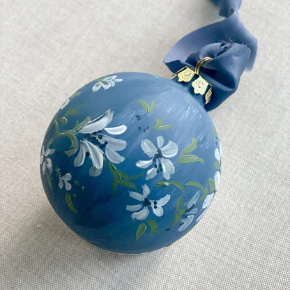 Floral Hand Painted Ceramic Christmas Ornament