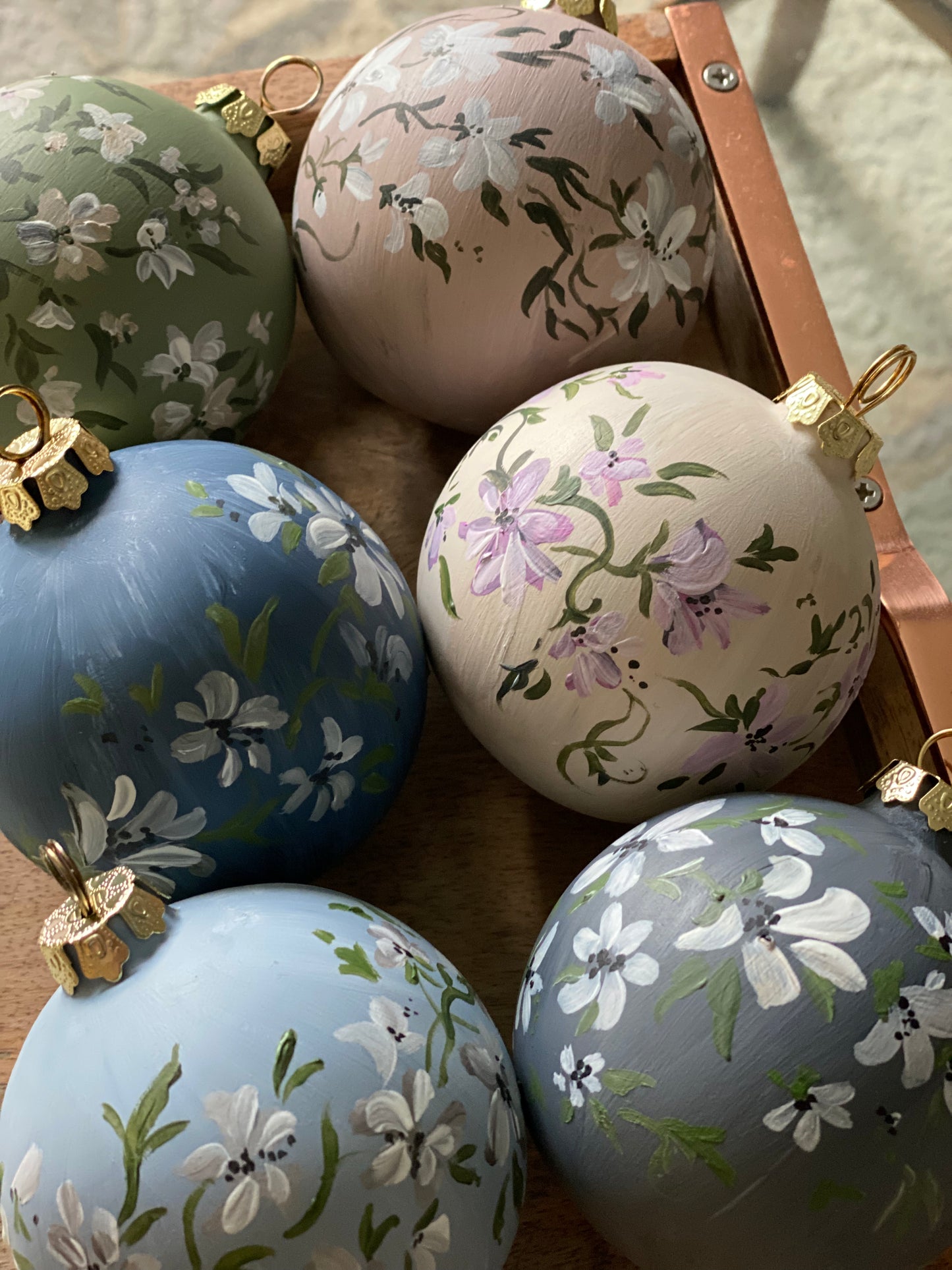 Floral Hand Painted Ceramic Christmas Ornament