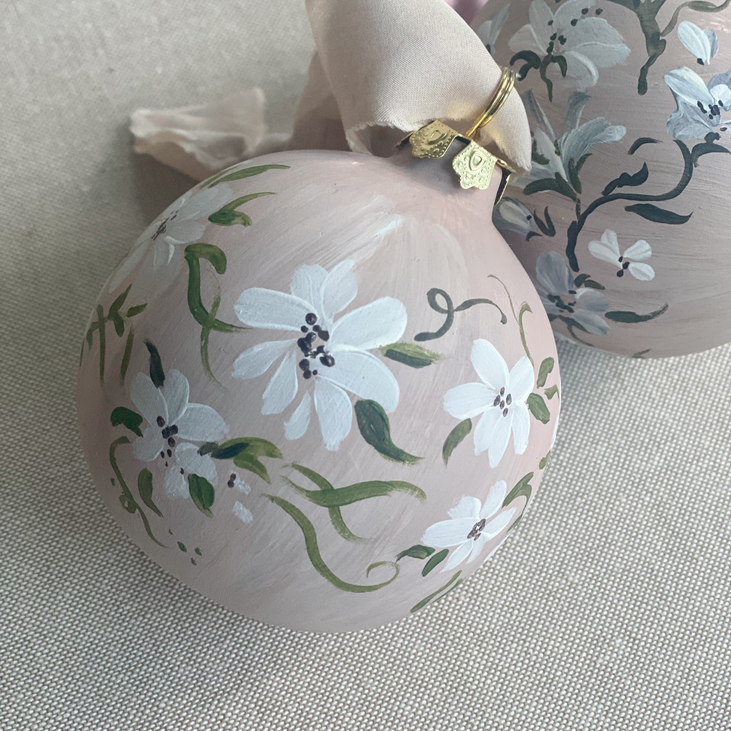 Floral Hand Painted Ceramic Christmas Ornament