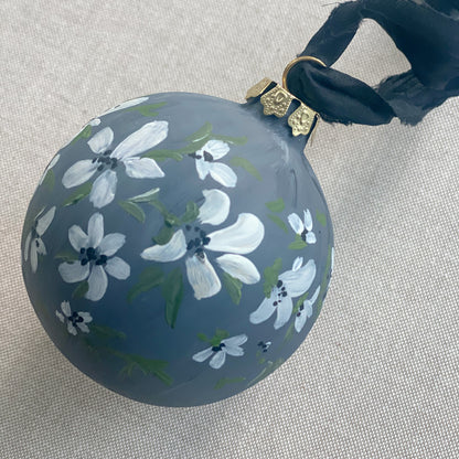 Floral Hand Painted Ceramic Christmas Ornament