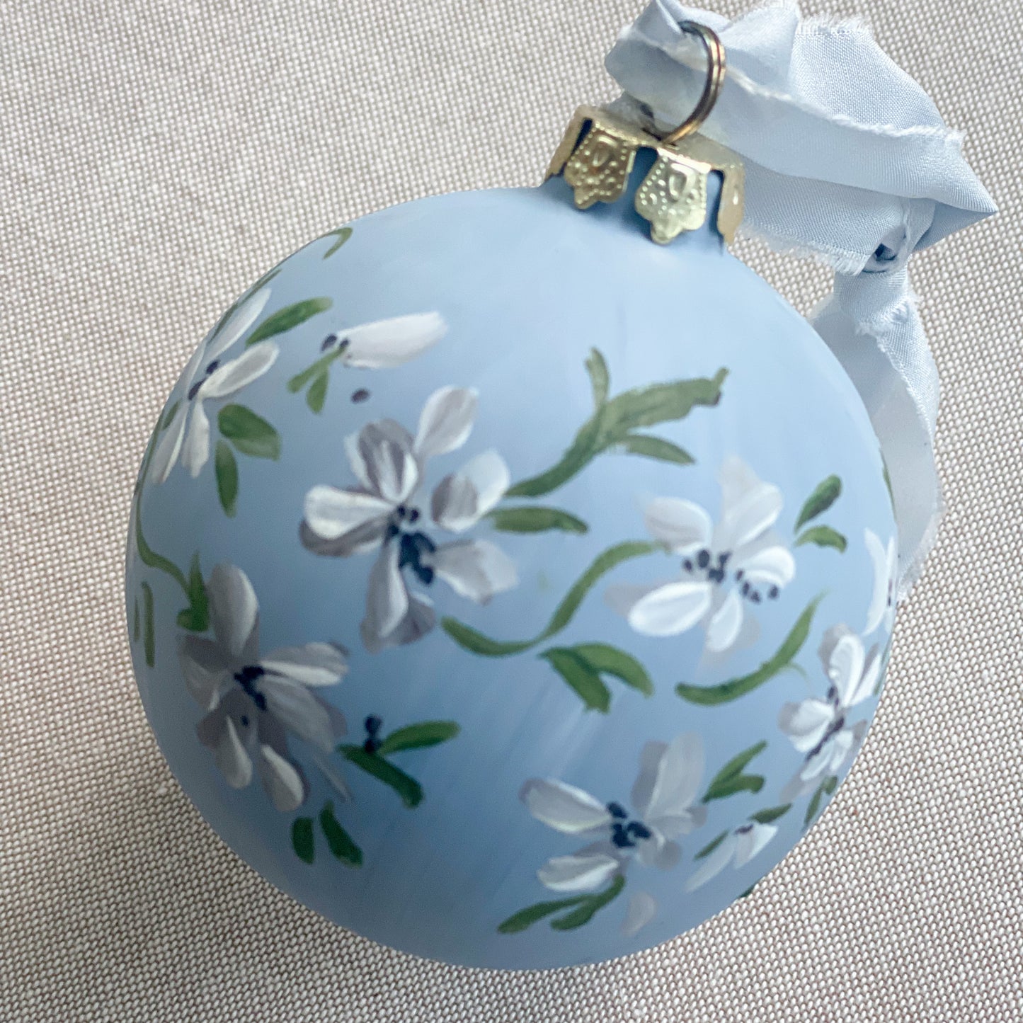 Floral Hand Painted Ceramic Christmas Ornament