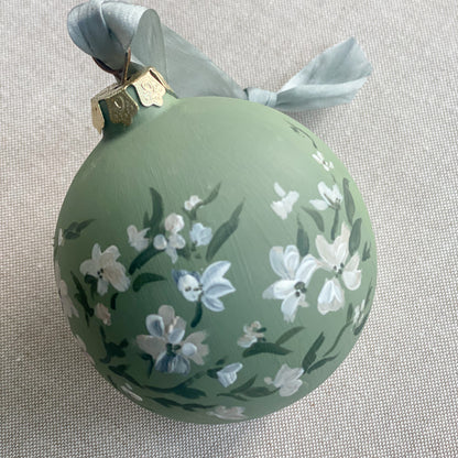 Floral Hand Painted Ceramic Christmas Ornament