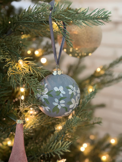 Floral Hand Painted Ceramic Christmas Ornament