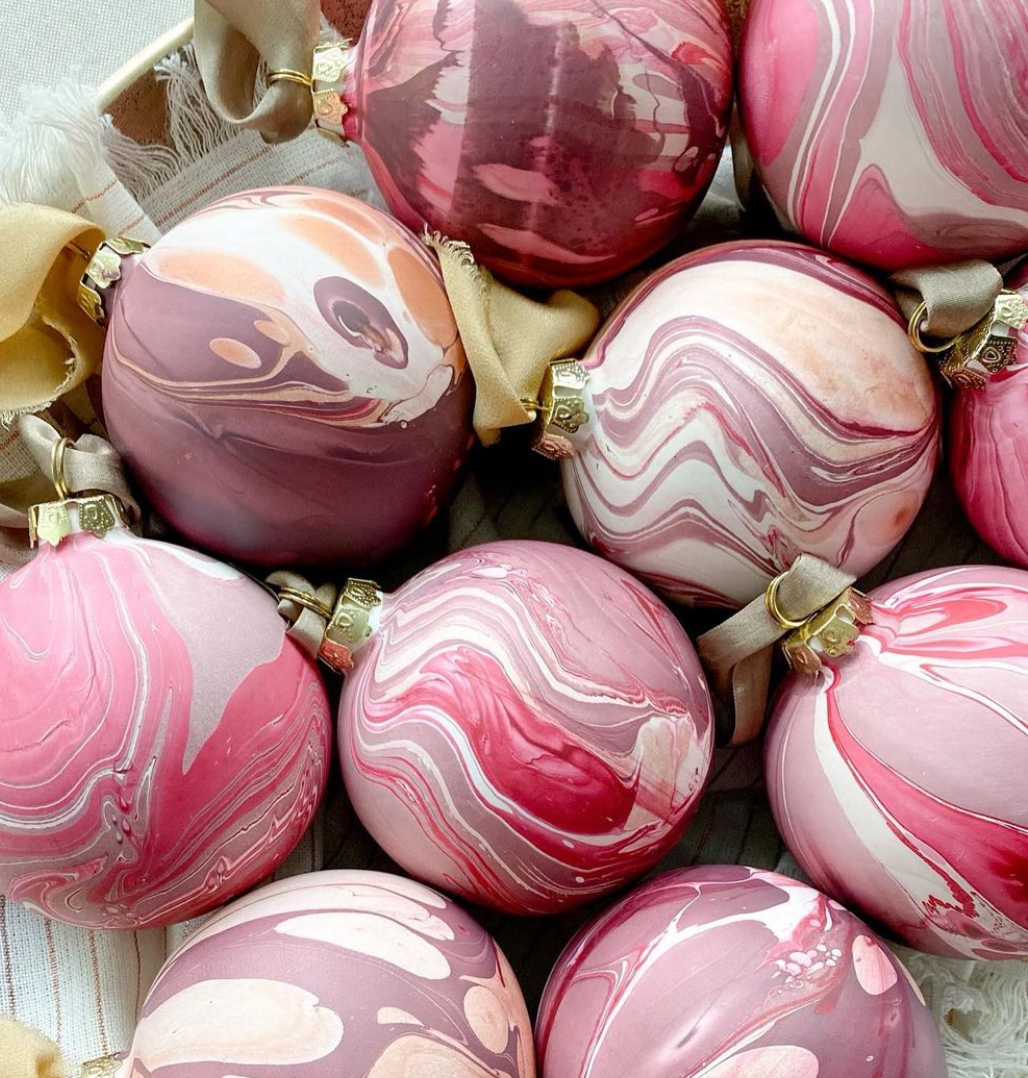 Hand Marbled Ceramic Christmas Ornament