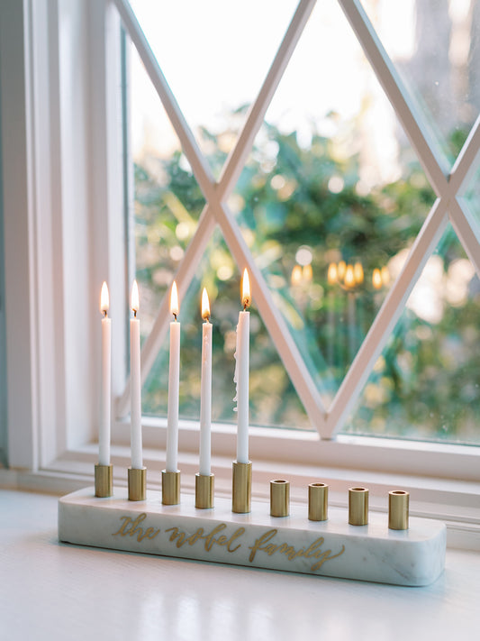 Marble and Brass Menorah