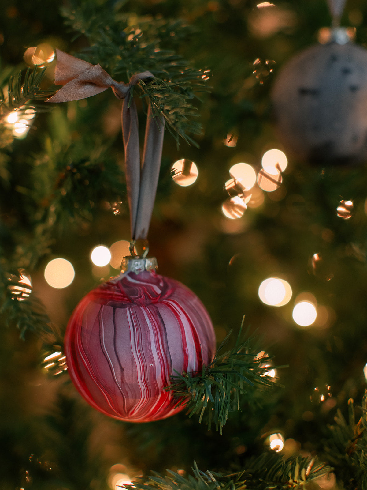 Hand Marbled Ceramic Christmas Ornament